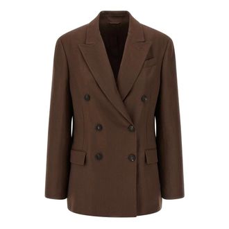 Brunello Cucinelli Dames, Jassen, Bruin, Maat: S Linnen