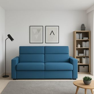 Dmora Dmora - Sof&aacute; Fijo 2 Plazas Letino, Sof&aacute; Lineal Para Sal&oacute;n, Acolchado, Desenfundable, Calidad 100% Made In Italy, 200x95 H100 Cm, Azul