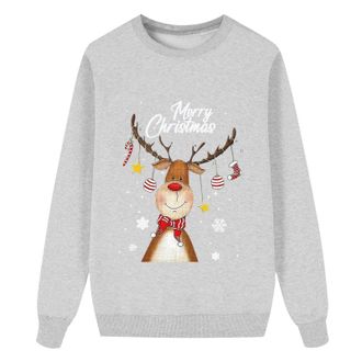 Generic Christmas Jumppers Matching Family Long Sleeve Round Neck Reindeer Snowflake Xmas Tree Sweatshirts Fleece Work Uglly Novelty Sweaters Long Sleeve Holi