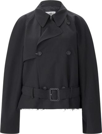 Maison Margiela Cropped Trenchcoat - Dames - Trenchcoats - Zwart - S - Katoen - Jassen