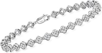 Ross-Simons Diamond Clover Cluster Bracelet in Sterling Silver