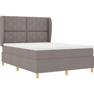 vidaXL Box Spring Bed with Mattress Dark Grey 90x190 cm Fabric Taupe vidaXL