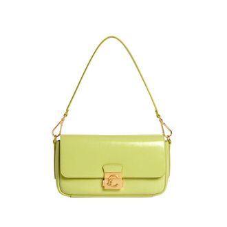 Coccinelle cross body bag C-Me Lock Shiny Smooth Handbag Leather Green Glow light green