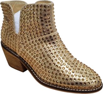 Gabby Womens Rhinestone Bootie In Gold
