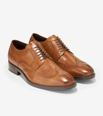 Cole Haan Modern Essentials C34598 Oxford Mens Tan Wingtip Dress Shoes RHS7892