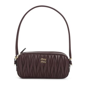 Miu Miu Bolso de hombro de cuero de cordero burdeos - Bags - Mujer - Marr&oacute;n - ONE SIZE