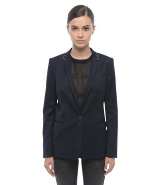 Stella McCartney Blue Solid Notched Lapel Blazer