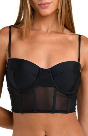 Sunshine 79 Sunshine Solids Crop Underwire Tankini Top in Black at Nordstrom, Size 10