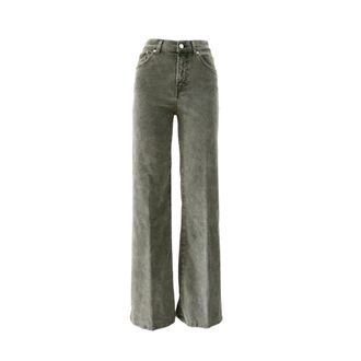 Dondup Amber Wide Leg Broek - Dames - Broeken - Groen - Maat: W27 Katoen