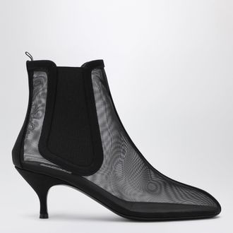 Alaia Black ankle boots in sheer mesh