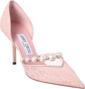 Jimmy Choo London Aurelie 85 Lace & Leather Pump