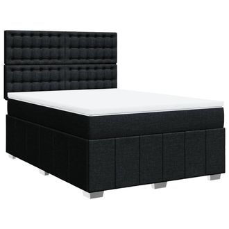 vidaXL Vidaxl - Giroletto A Molle Con Materasso Nero 140x200 Cm In Tessuto