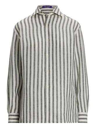 Ralph Lauren Collection striped shirt - women - Linen/Flax - 0 - Green