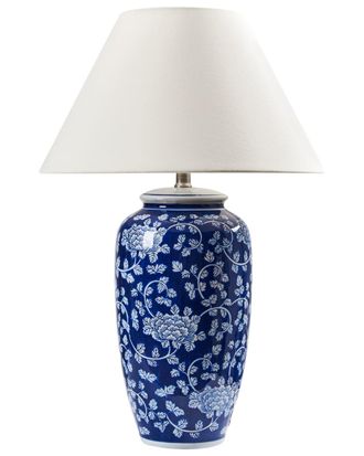 Beliani L&aacute;mpara de mesa porcelana azul