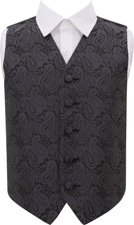 DQT Boys Paisley Floral Wedding Waistcoat Charcoal Grey 28
