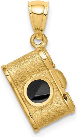 Diamond2Deal 14k Yellow Gold Brushed Polished and Enameled Camera Pendant