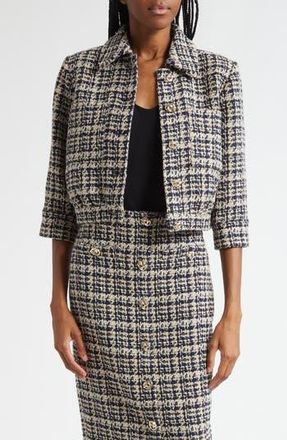 L'agence Jia Crop Tweed Jacket in Midnight Multi Tweed at Nordstrom Rack, Size 16
