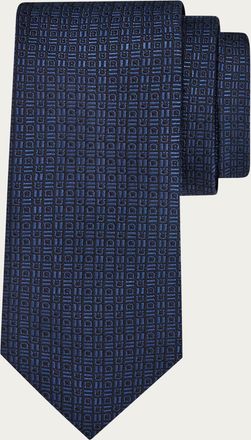 Ferragamo Uomo Cravatta jacquard Gancini grafico Blu
