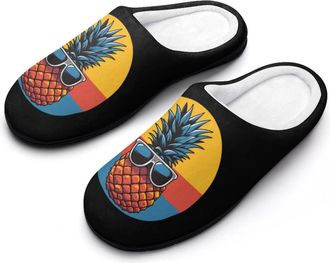 Generic Vintage Pineapple Womens Slippers Warm House Slippers Indoor House Shoes with Anti-Skid Rubber Sole