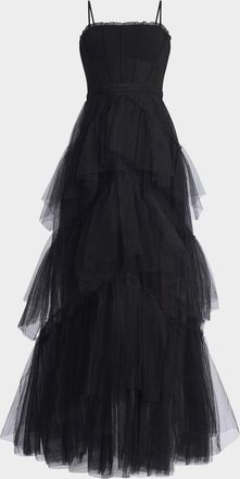 Bcbgmaxazria Oly Ruffle Tiered Corset Gown