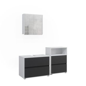 Vicco Conjunto De Muebles De Ba&ntilde;o Maltin, Blanco/antracita, 3 Partes