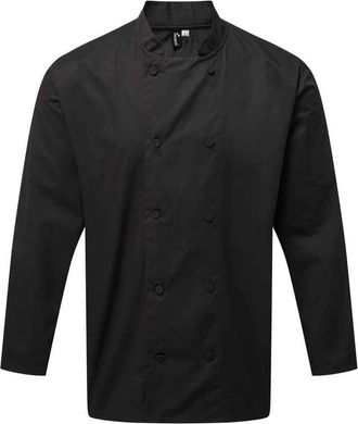 Premier Heren Coolchecker Chef Jacket met lange mouwen (Zwart)