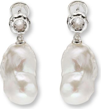 Classicharms Skyler Freshwater Baroque Pearl Drop Earrings in Silver/clear at Nordstrom