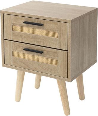 ML Design Ml-design - Mesita De Noche Con 2 Cajones 40x50,5x30 Cm Mueble Estilo R&uacute;stico De Madera Aspecto De Roble Y Rat&aacute;n, Armario Con Patas Para Sal&oacute;n, Comedo