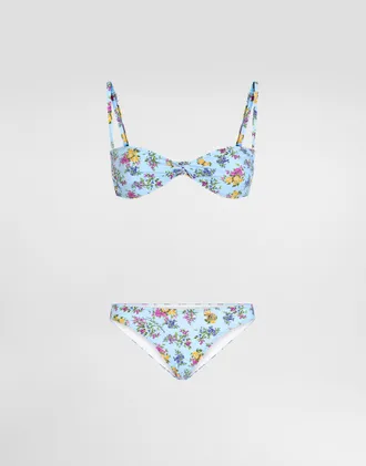 Dolce & Gabbana Small Floral-print Bikini - Woman Swimwear Multicolor 1