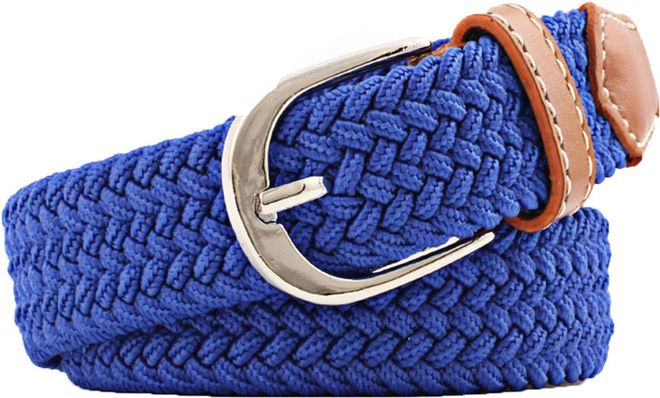 JIER Unisex Elastic Woven Belt for Jeans, Trouser lastic Braided Stretch Belt Buckle Stretchy Woven Belts (Royal Blue,One Size)
