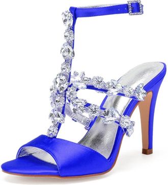 Generic Wedding Bridal Shoes Womens High Heeled Sandals Bridal Open Toe Stiletto Heels Chic Sexy Pumps for Wedding Party 10.5Cm,Blue,5 UK