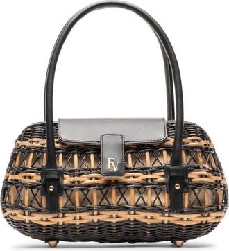 Frances Valentine Tweety Basket Wicker & Leather Handbag in Black/toast at Nordstrom