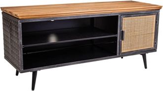 Wanderlust Deco Mueble bajo de metal,madera y bambú negro 120x40x56,5