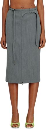Diesel Tailored midi pencil skirt with biker straps - Skirts - Woman - Grey