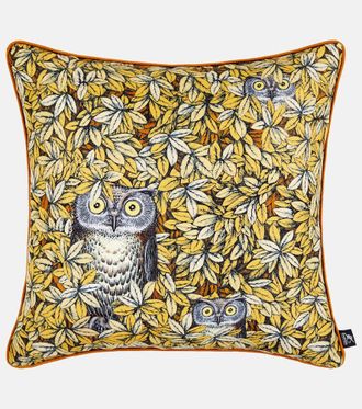 Fornasetti Civette silk and cotton-blend cushion