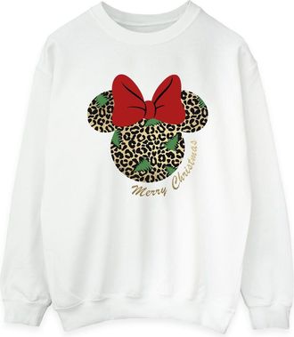 Disney Dames/Dames Minnie Mouse Luipaard Kerst Sweatshirt (Wit)