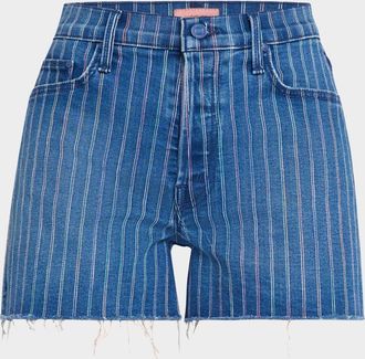 Mother The Skipper Short N Long Fray Denim Shorts