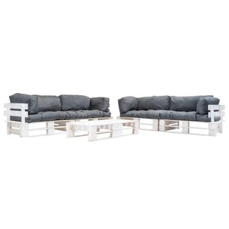 vidaXL Set Muebles De Palets De Jard&iacute;n 6 Piezas Cojines Grises Madera Vidaxl