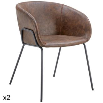 Happy Garden Lote de 2 sillas marr&oacute;n de imitaci&oacute;n