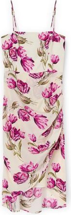 Motivi Kleedjes, Dames, Roze, S, Polyester, Bloemen gedrapeerde kokerjurk