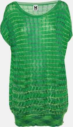 M Missoni Green Striped Zig Zag Knit Jumper