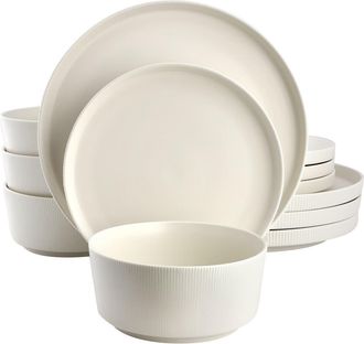 Gibson Home 12 Piece Stoneware Dinnerware Set in Off-White at Nordstrom