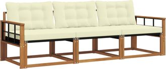 vidaXL Conjunto De Sof&aacute;s De Exterior 3 Uds. Natural Y Crema Vidaxl