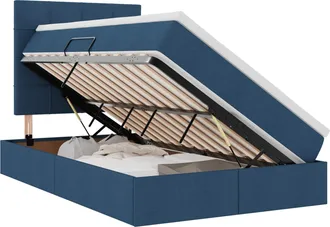 vidaXL Letto Con Contenitore E Materasso Blu 120 X 190 Cm Tessuto Vidaxl