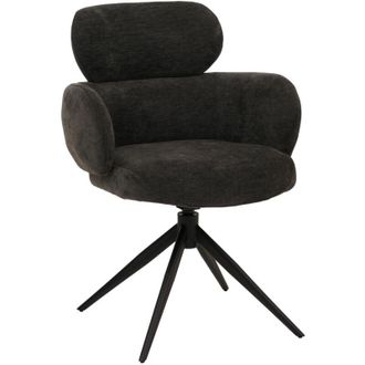 Hhg Hhg - Nunca Usado] Silla De Comedor 259, Silla De Cocina Tapizada, Giratoria Con Retorno Autom&aacute;tico, Tejido (310 G/m&sup2;) Chenilla &Ouml;ko-tex, Antracita