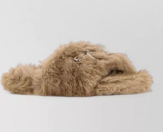 Balenciaga eco faux fur open toe slippers