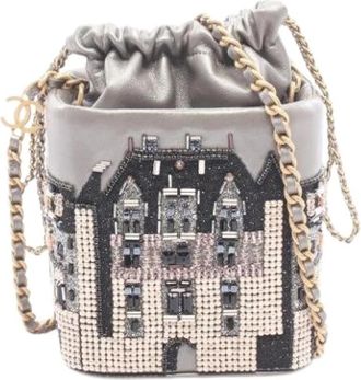 Chanel Pre-owned Vintage Bucket Bag - Dames - Vintage Tas - Grijs - ONE Size - Leer - Vintage
