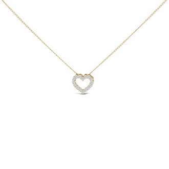 House of Brilliance 14K Yellow Gold 1/2 Carat Lab Grown Diamond Heart Shape Pendant Necklace