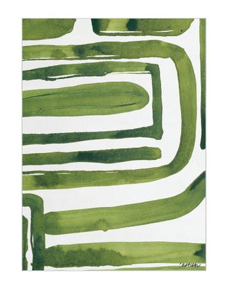 Empire Art Direct Green Labyrinth Ii Washable Abstract Art Area Rug