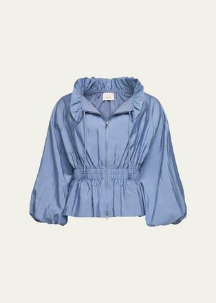 Cinq &agrave; Sept Deana Ruffled-Collar Nylon Peplum Jacket